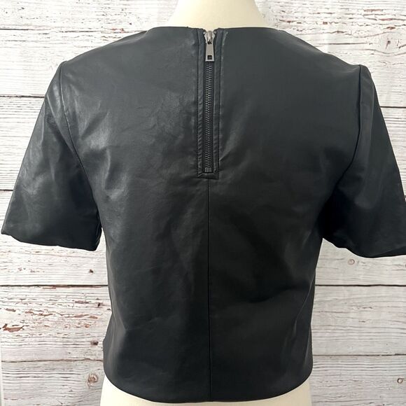 Forever 21 Faux Leather Short Sleeve Blouse - Picture 2 of 5